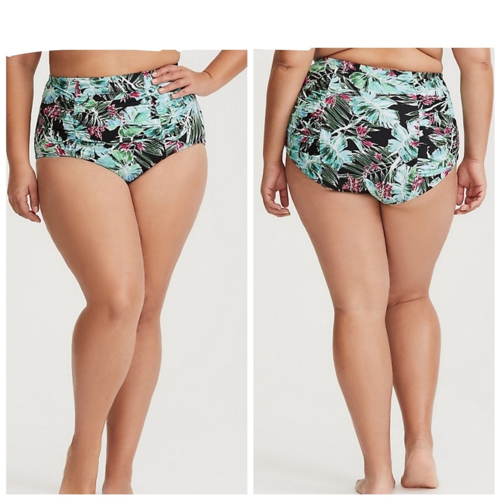 Torrid High Waisted Ruched Swim Bikini Tropical Plus Size 5X